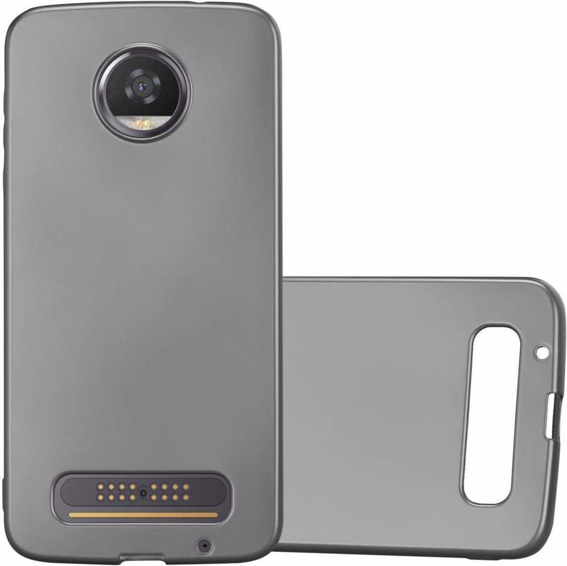 Cadorabo TPU Matt Metallic Cover (Motorola Moto Z2), Smartphone Hülle, Grau