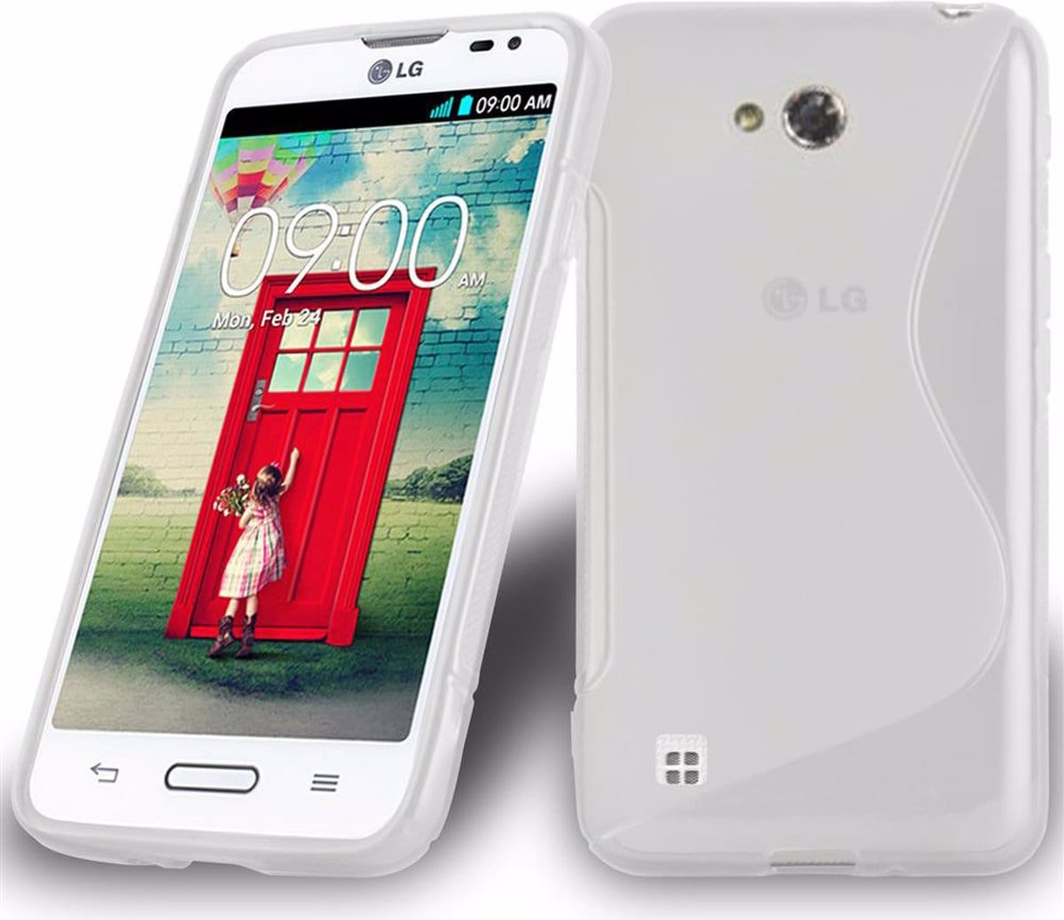 Cadorabo TPU S-Line Cover (LG L50), Smartphone Hülle, Transparent