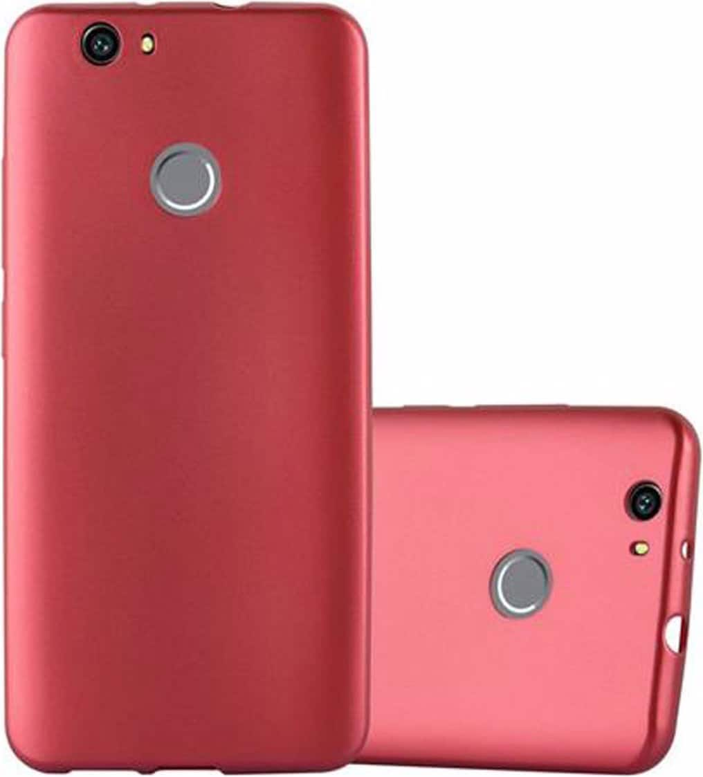 Cadorabo TPU Matt Metallic Cover (Huawei Nova), Smartphone Hülle, Rot