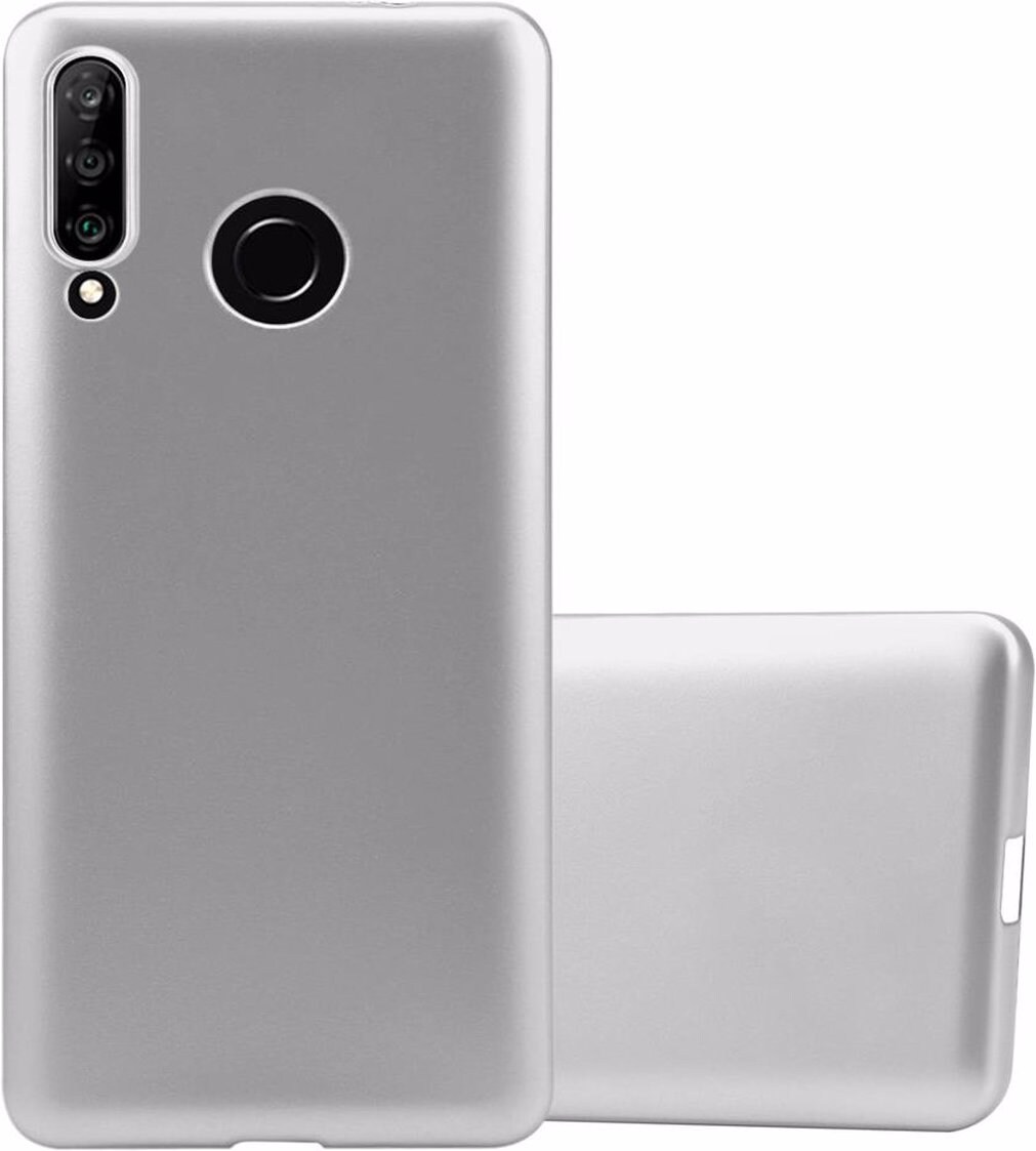 Cadorabo TPU Matt Metallic Cover (Huawei P30 Lite), Smartphone Hülle, Silber