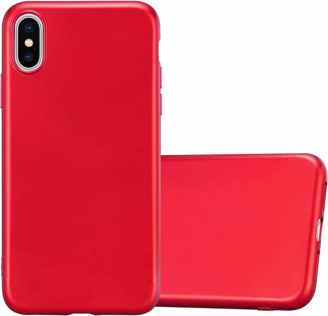 Cadorabo TPU Matt Metallic Cover (iPhone XS Max), Smartphone Hülle, Rot