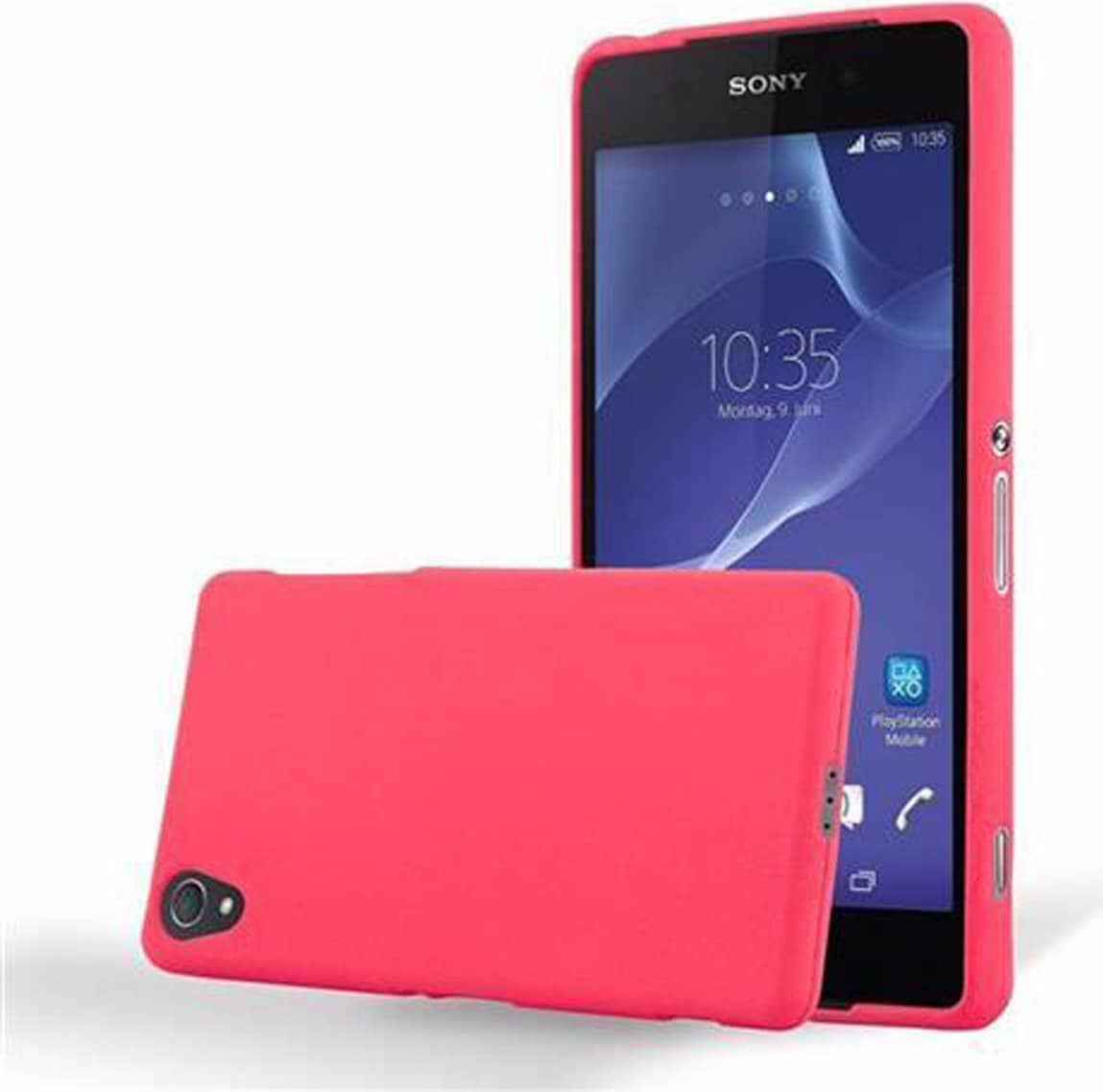 Cadorabo TPU Frosted Cover (Sony Xperia Z2), Smartphone Hülle, Rot