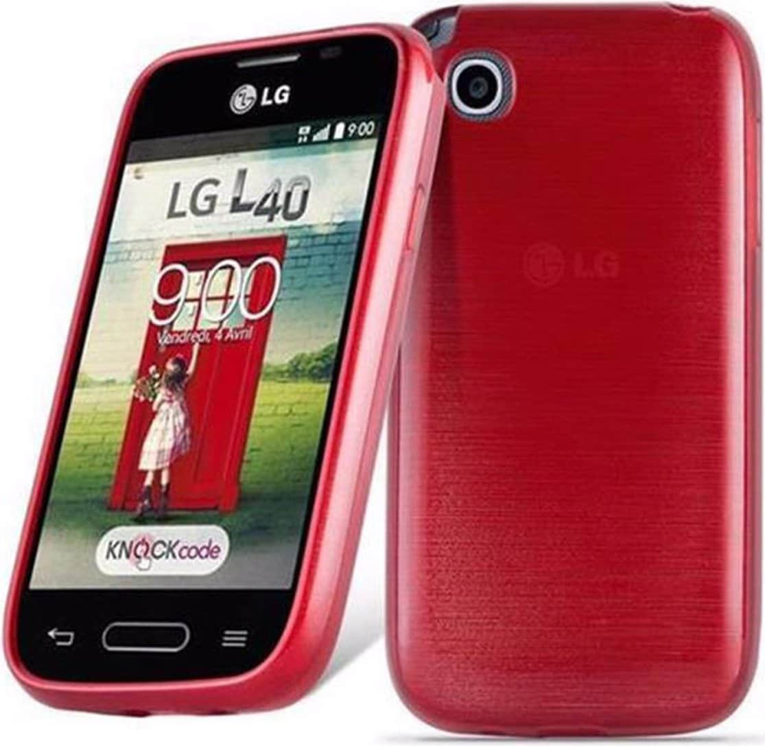 Cadorabo TPU Brushed Cover (LG L40), Smartphone Hülle, Rot