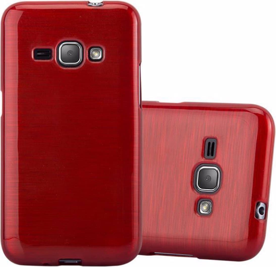 Cadorabo TPU Brushed Cover (Galaxy J1 (2016)), Smartphone Hülle, Rot