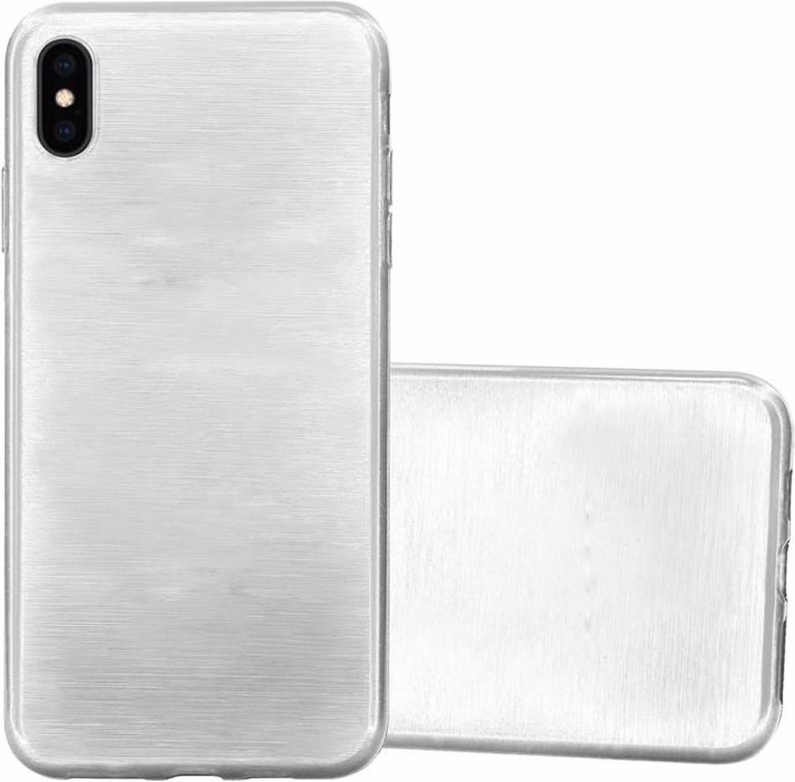 Cadorabo TPU Brushed Cover (iPhone XS Max), Smartphone Hülle, Silber