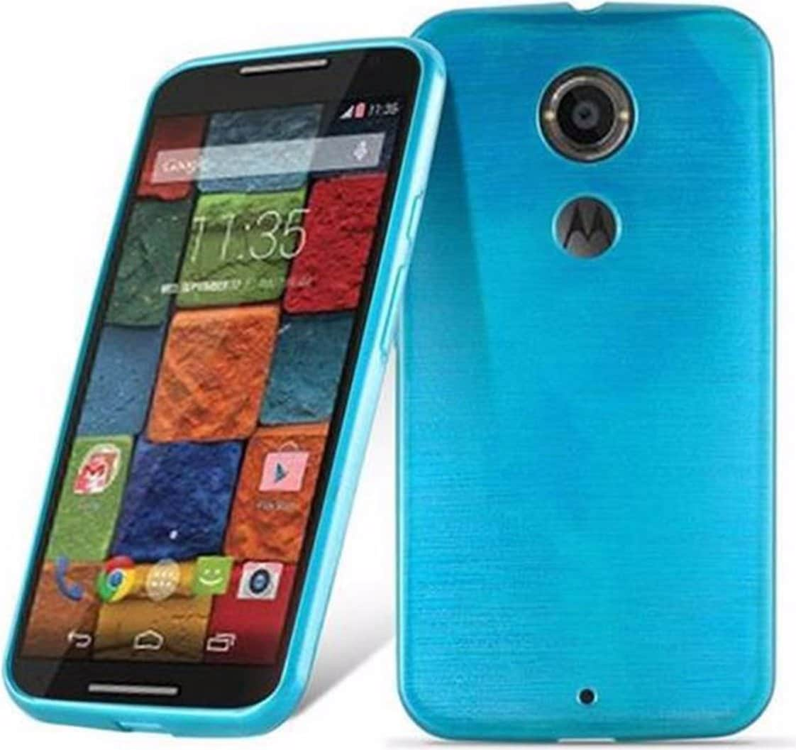 Cadorabo TPU Brushed Cover (Motorola Moto X2), Smartphone Hülle, Türkis