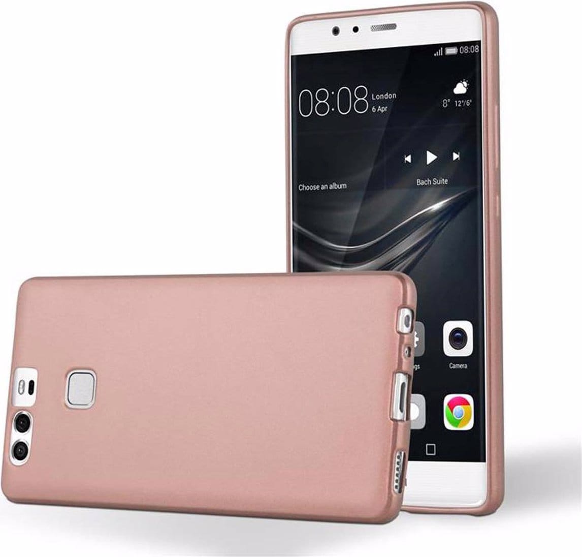 Cadorabo TPU Matt Metallic Cover (Huawei P9), Smartphone Hülle, Rosa