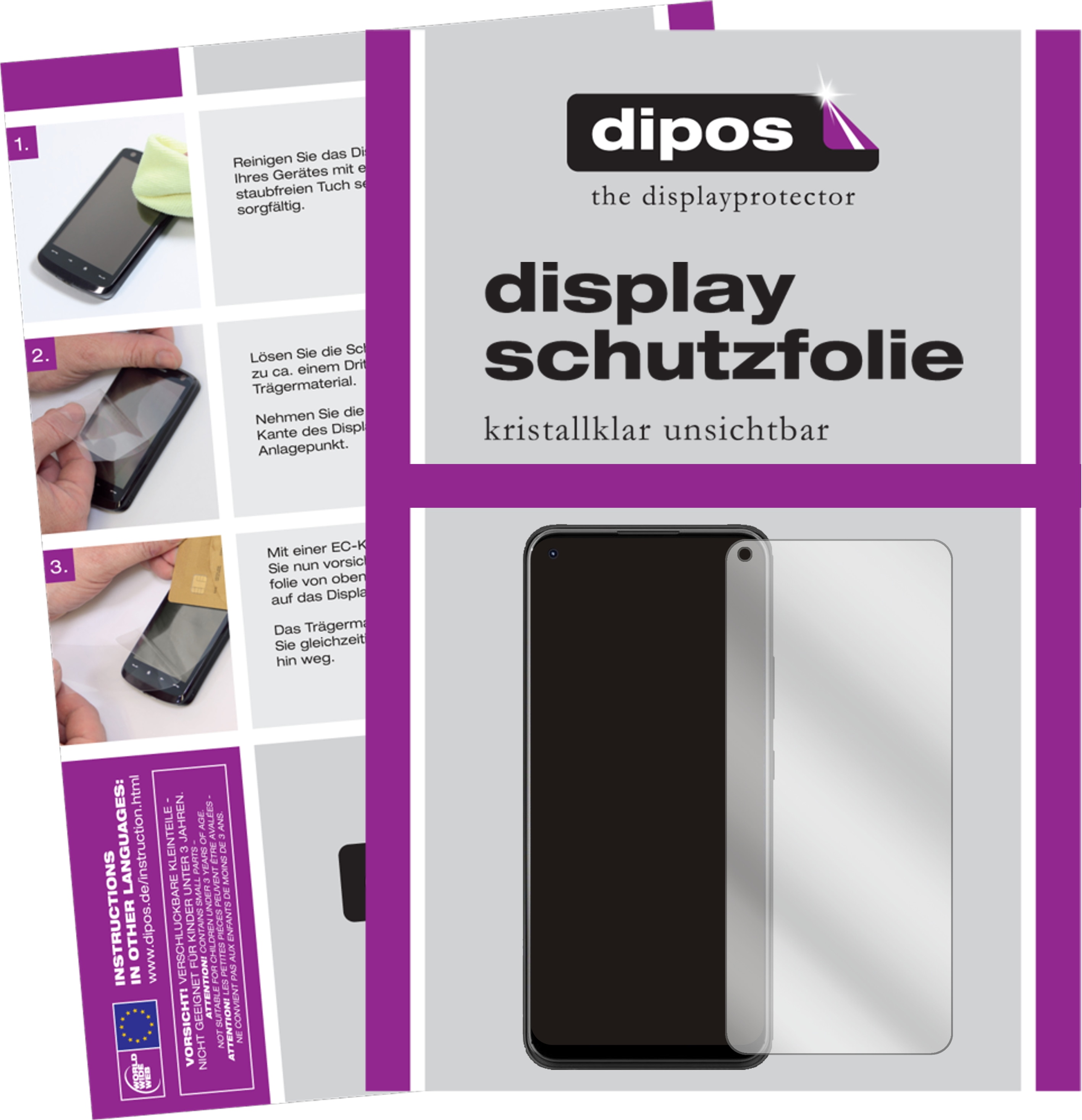 Dipos Displayschutzfolie Crystalclear (2 Stück, ZTE Blade X1 5G), Smartphone Schutzfolie