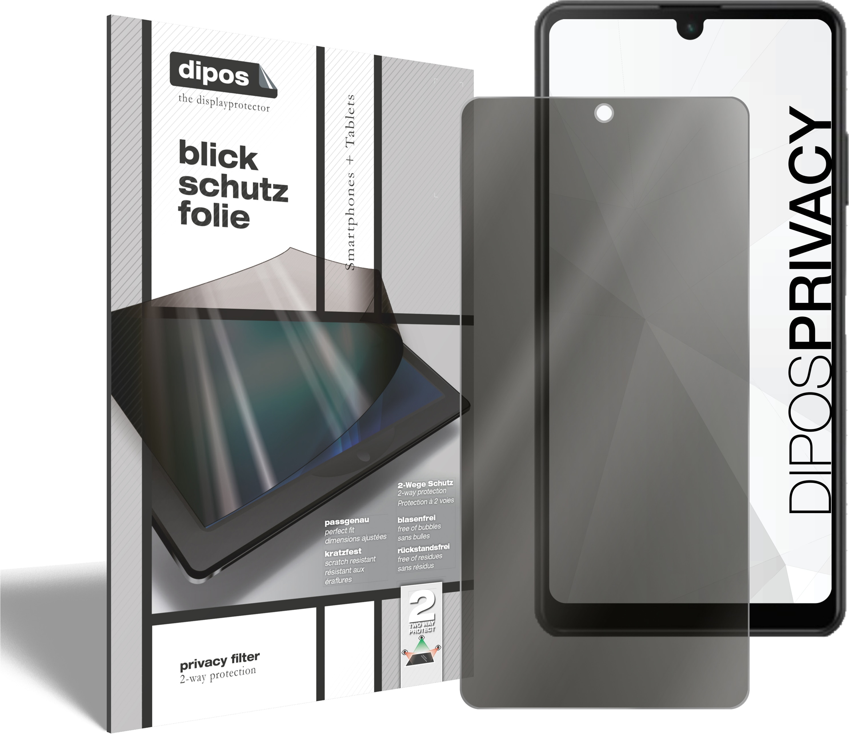 Dipos Blickschutzfolie 2-Way Anti-Shock (1 Stück, Sony Xperia Ace 2), Smartphone Schutzfolie, Transparent