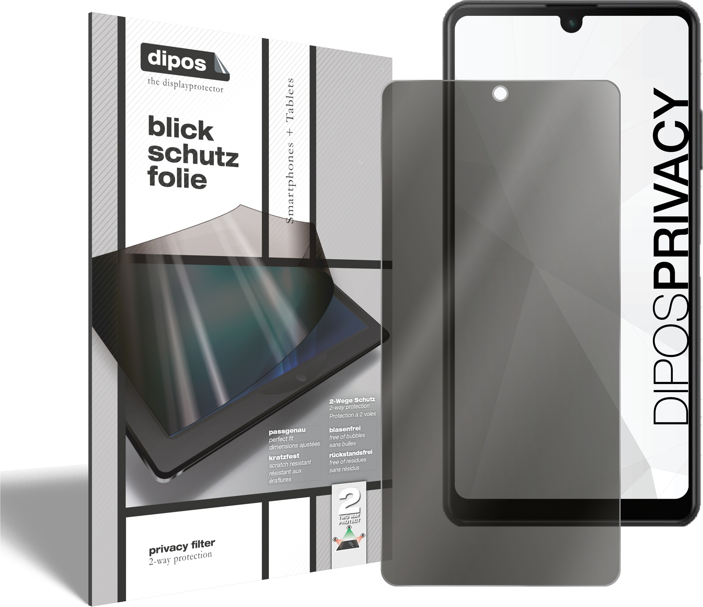 Dipos Blickschutzfolie 2-Way Anti-Shock (2 Stück, Sony Xperia Ace 2), Smartphone Schutzfolie, Transparent