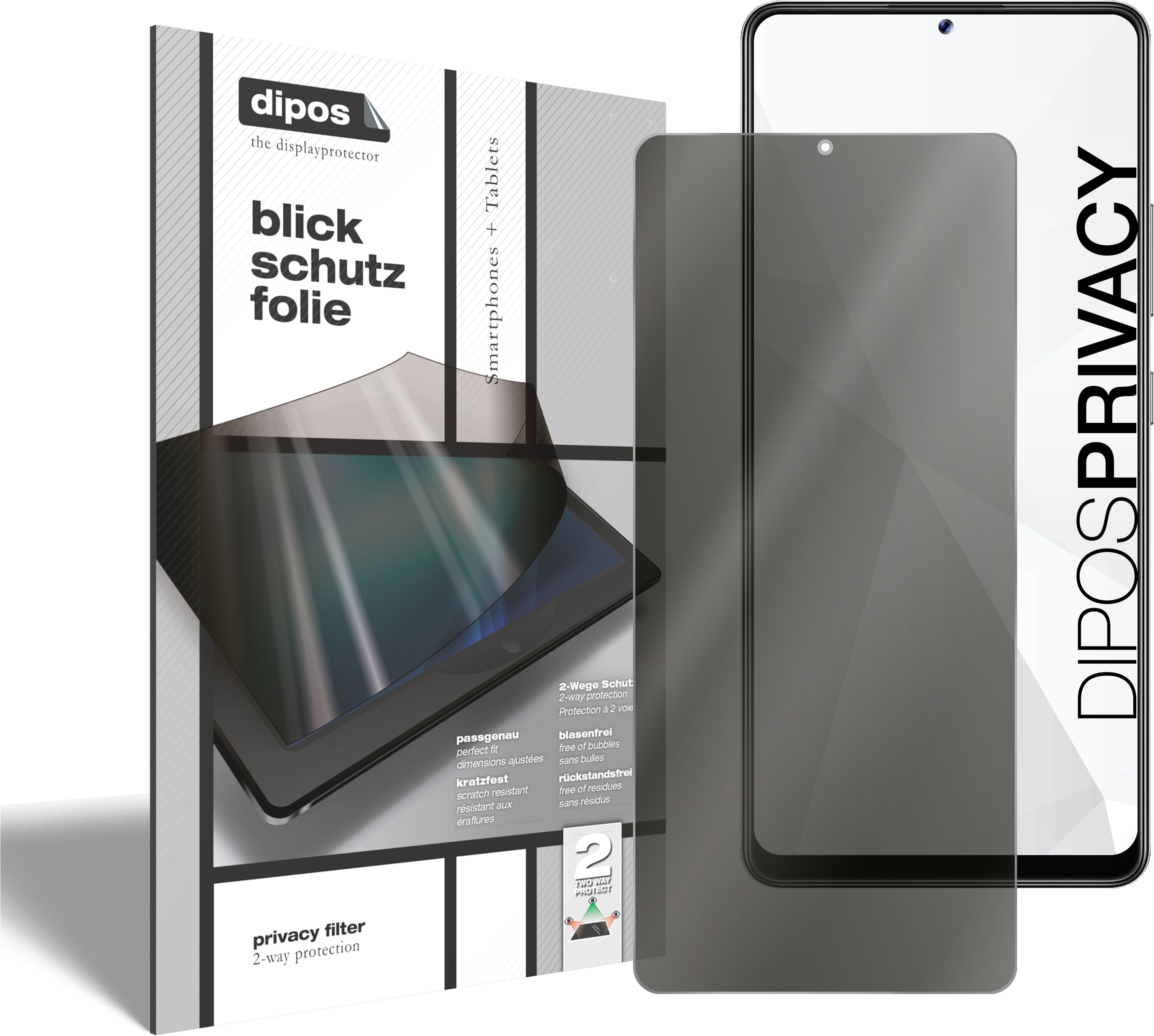 Dipos Blickschutzfolie 2-Way Anti-Shock (2 Stück, Galaxy M42 5G), Smartphone Schutzfolie, Transparent