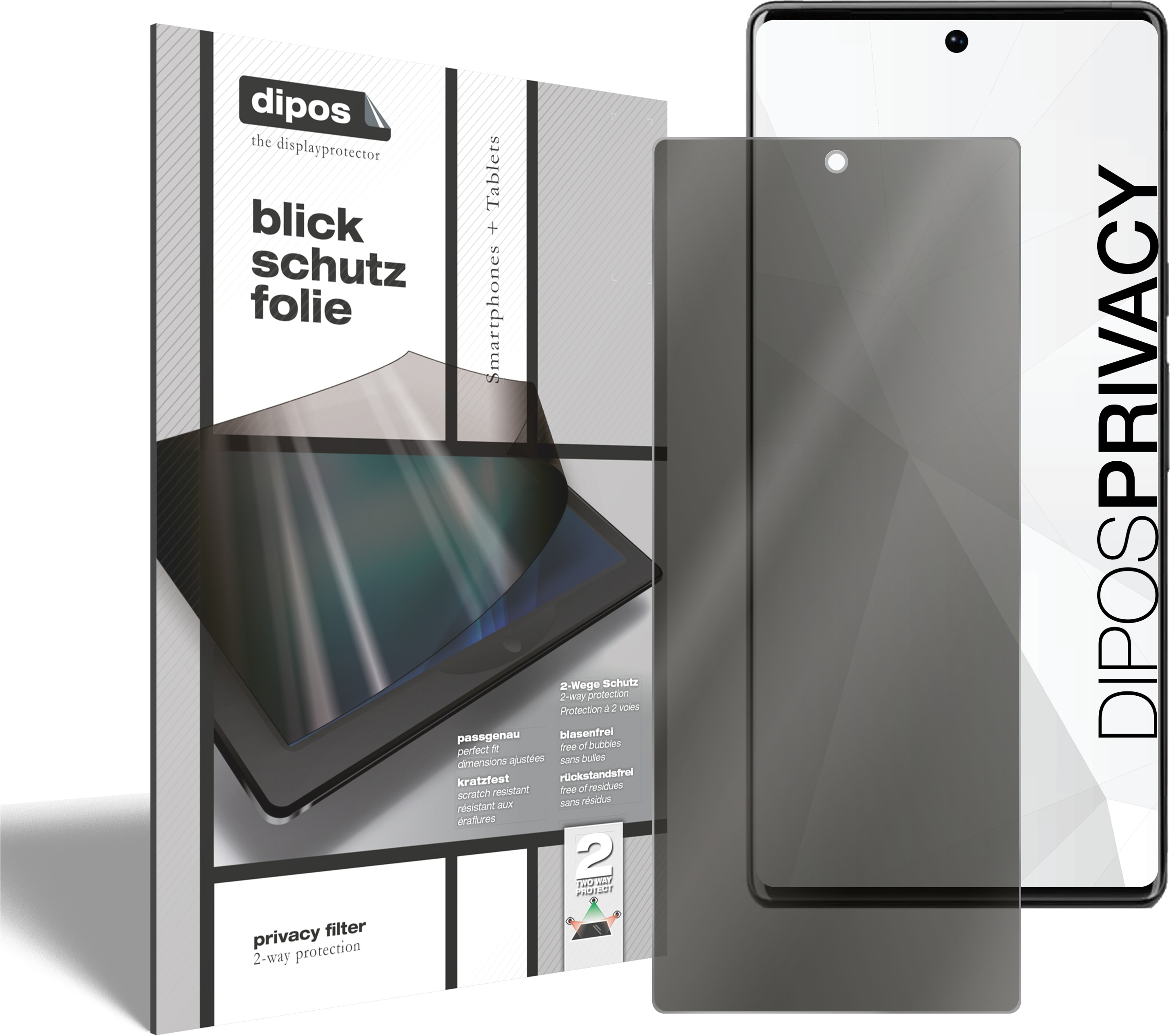 Dipos Blickschutzfolie 2-Way Anti-Shock (2 Stück, Google Pixel 6 Pro), Smartphone Schutzfolie, Transparent