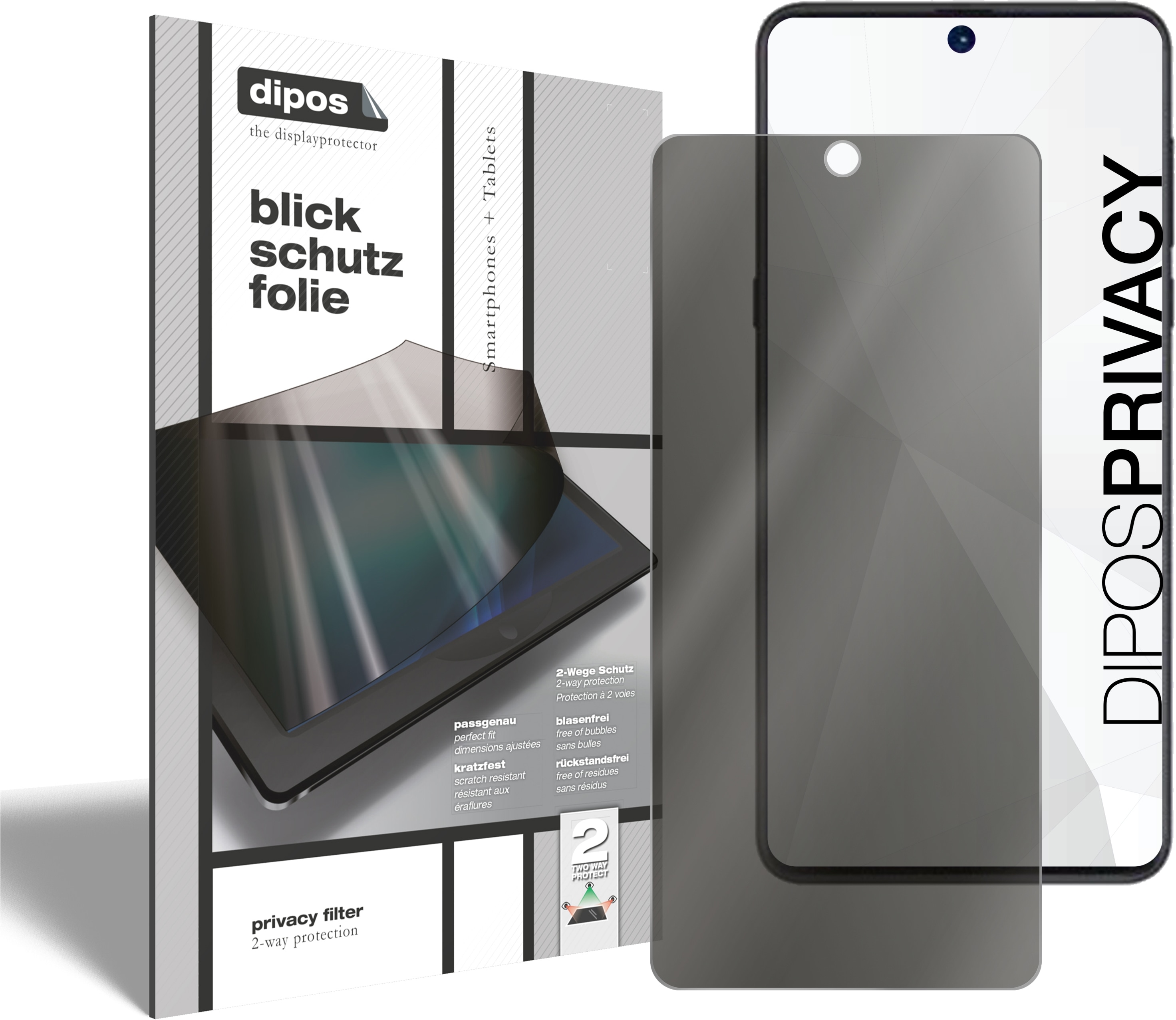 Dipos Blickschutzfolie 2-Way Anti-Shock (2 Stück, Xiaomi Redmi Note 11 Pro+), Smartphone Schutzfolie, Transparent