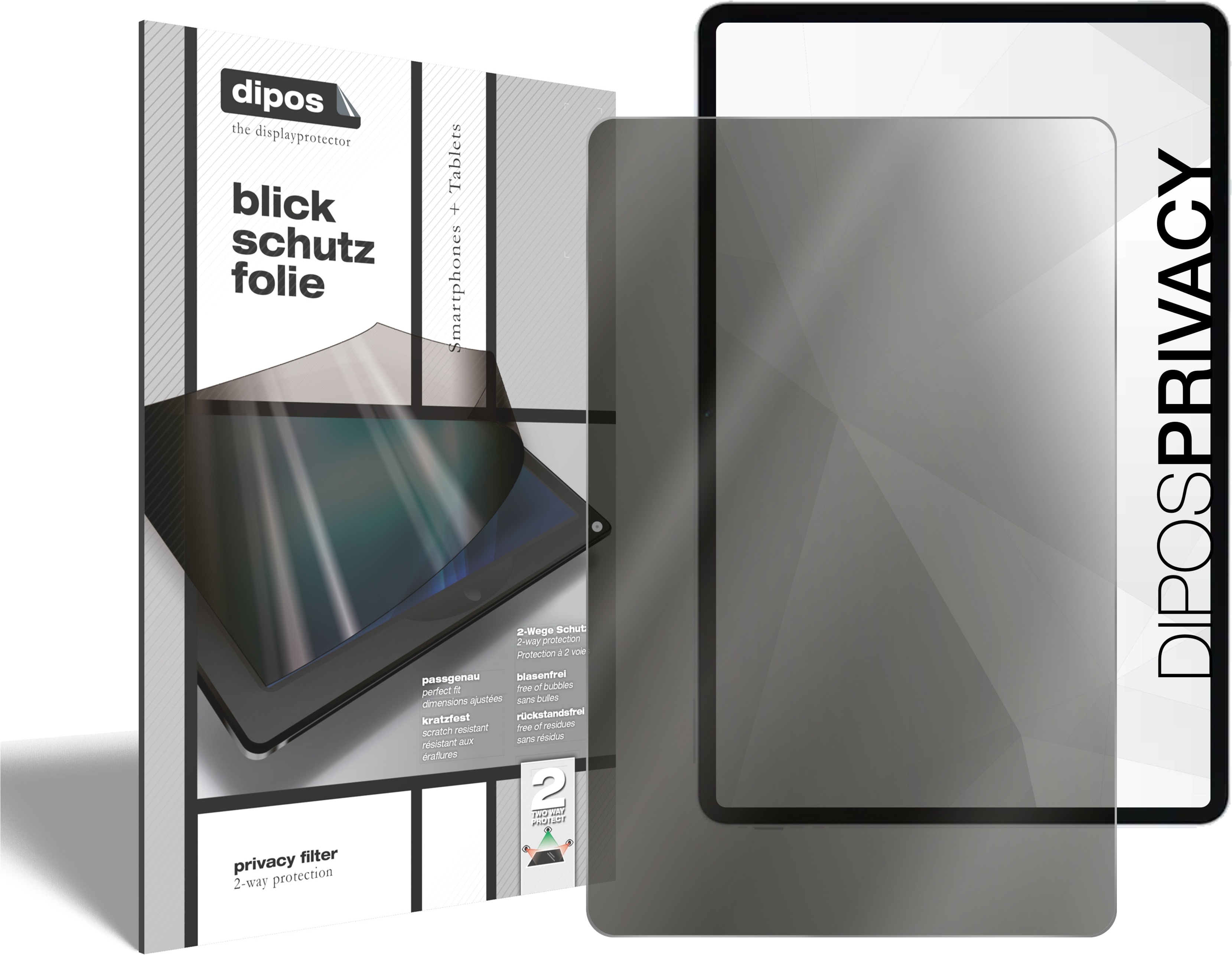 Dipos Blickschutzfolie 2-Way Anti-Shock (1 Stück, Honor Pad V7 Pro), Tablet Schutzfolie