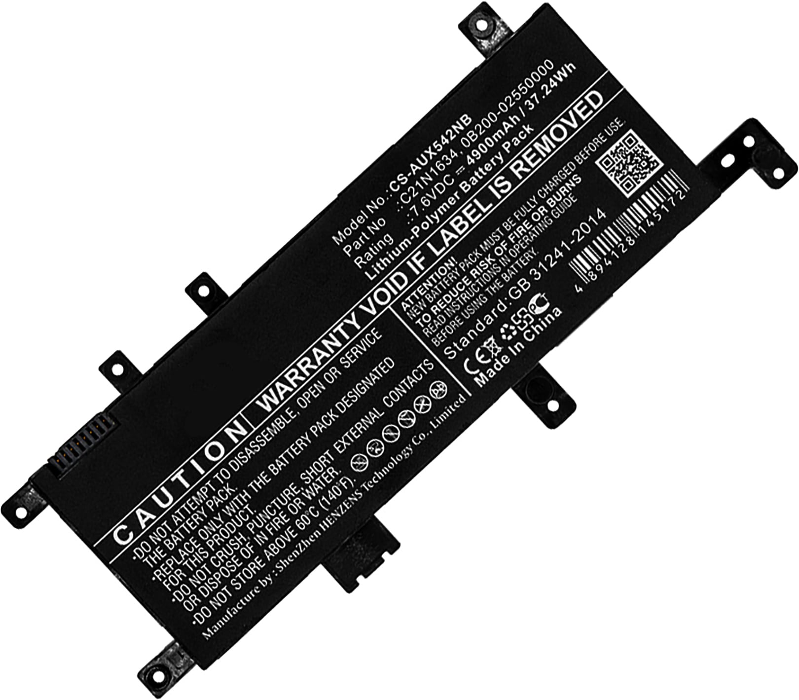 AGI Akku kompatibel mit Asus X542UF-DM274T - Akku - 4.900 mAh (4900 mAh), Notebook Akku, Schwarz