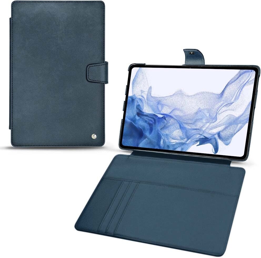 Noreve Lederschutzhülle Wallet (Galaxy Tab S8 Ultra), Tablet Hülle, Blau