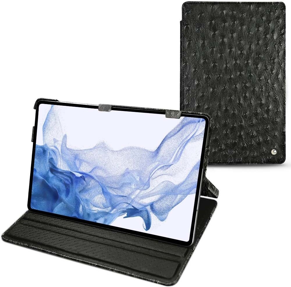 Noreve Lederschutzhülle horizontal (Galaxy Tab S8 Ultra), Tablet Hülle, Schwarz