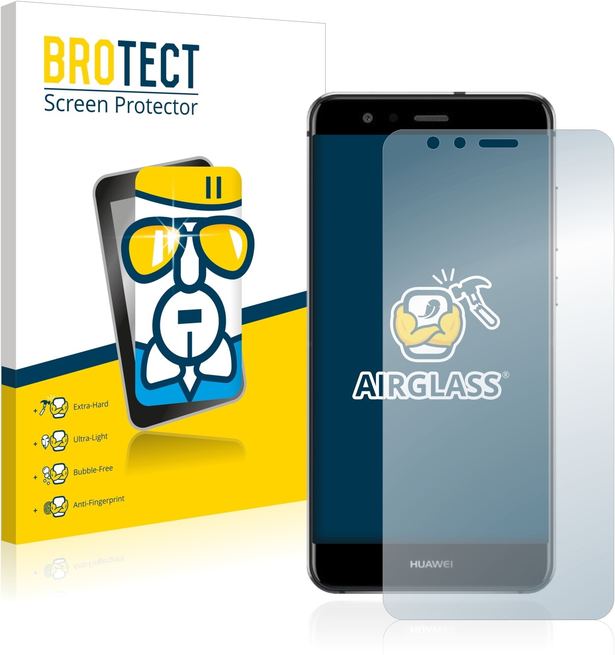 BROTECT AirGlass Panzerglasfolie (1 Stück, Huawei P10 Lite), Smartphone Schutzfolie, Transparent