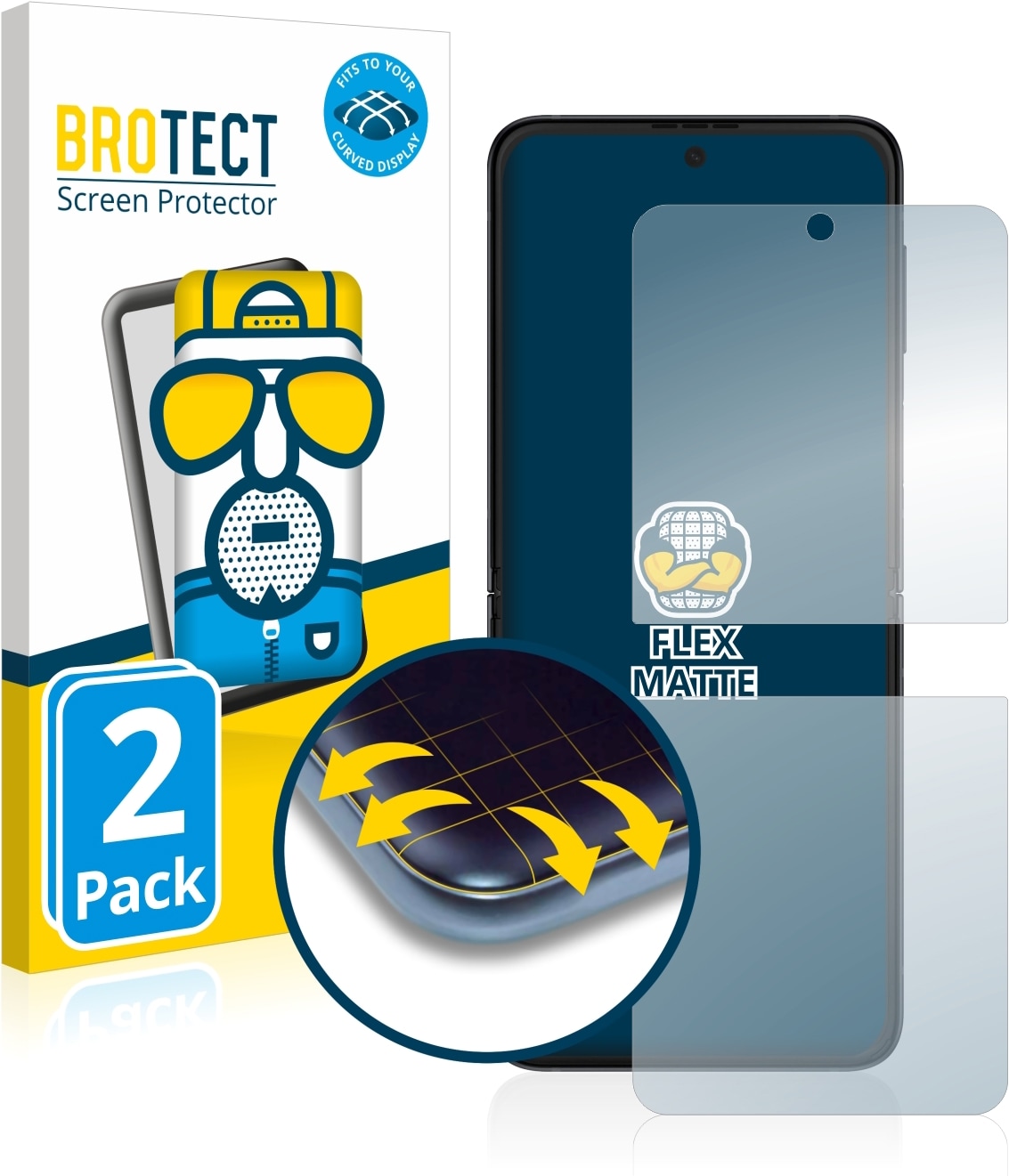 BROTECT Full-Cover Displayschutz Matt (2 Stück, Galaxy Z Flip3 5G), Smartphone Schutzfolie, Grau