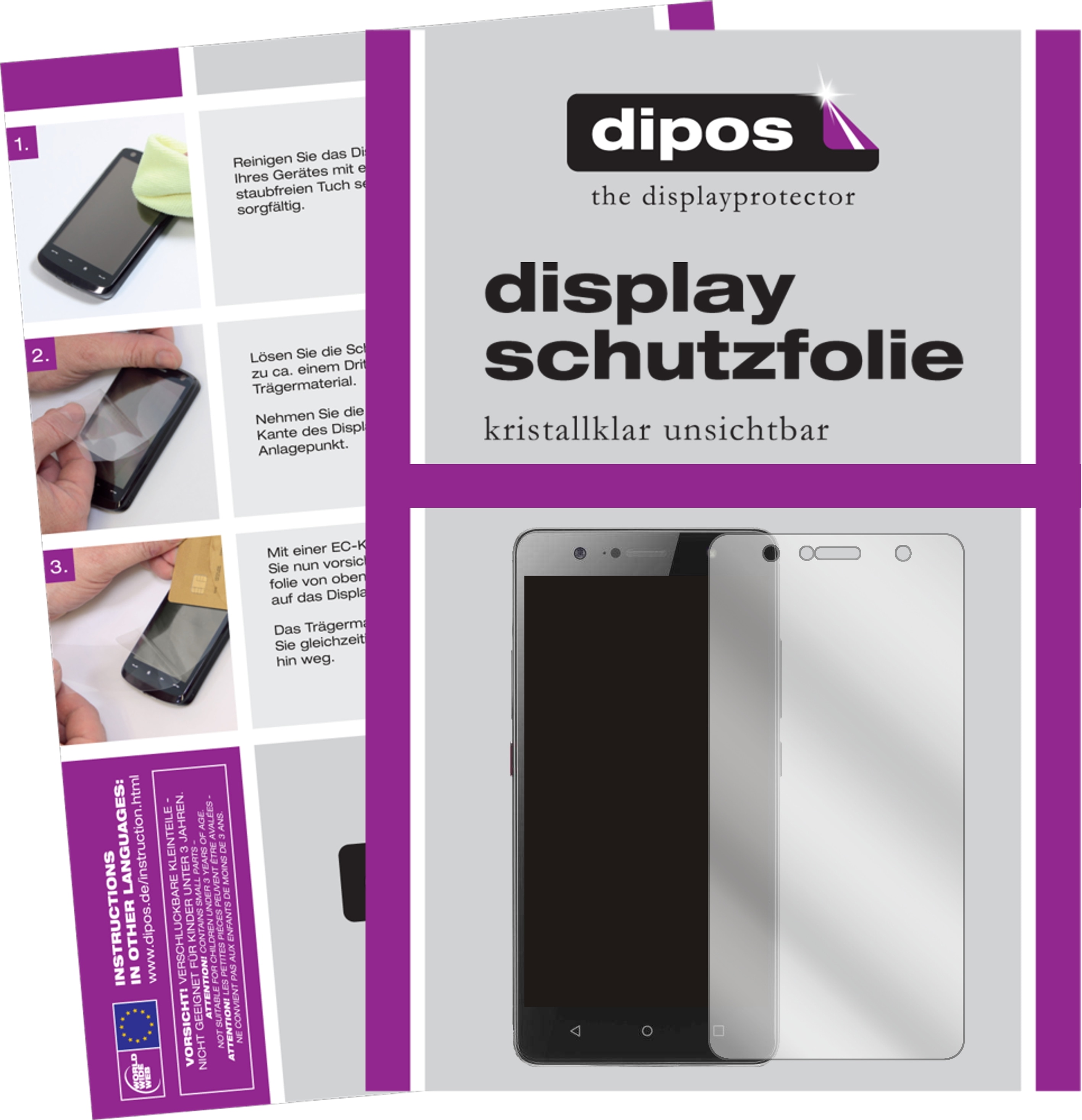 Dipos Displayschutzfolie Crystalclear (2 Stück, K8 Plus), Smartphone Schutzfolie, Transparent