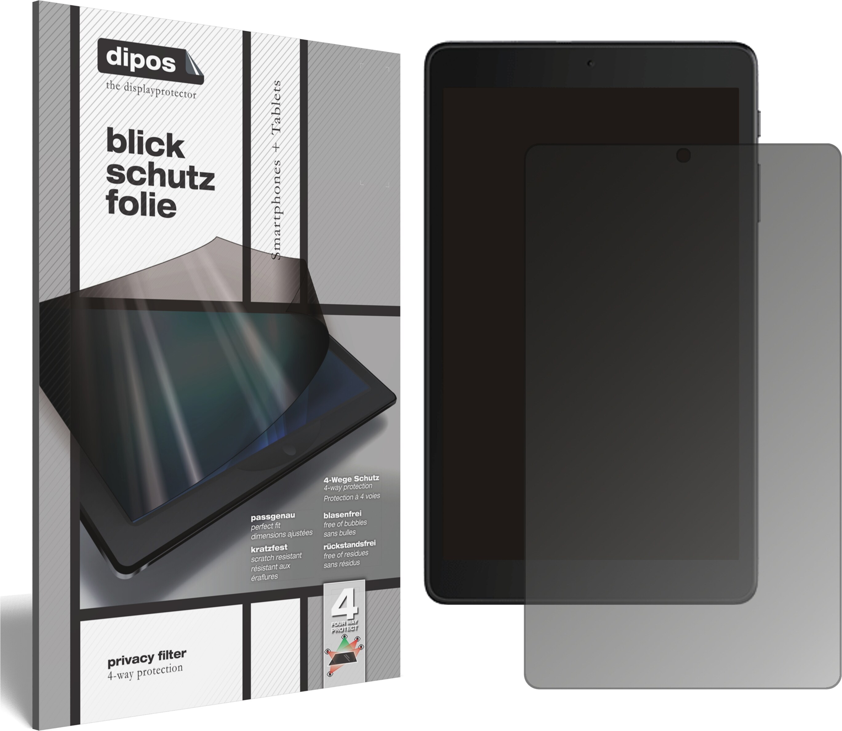 Dipos Blickschutzfolie 4-Way Privacy (1 Stück, 3T 8 (2020)), Tablet Schutzfolie