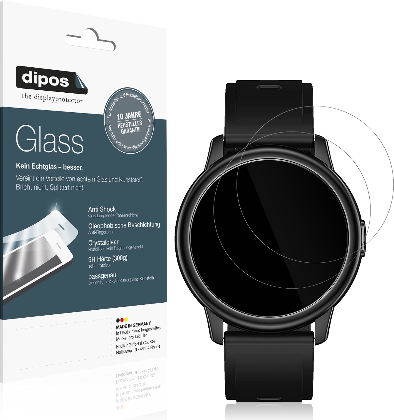 Dipos Displayschutz Anti-Shock, Smartwatch Schutzfolie, Transparent