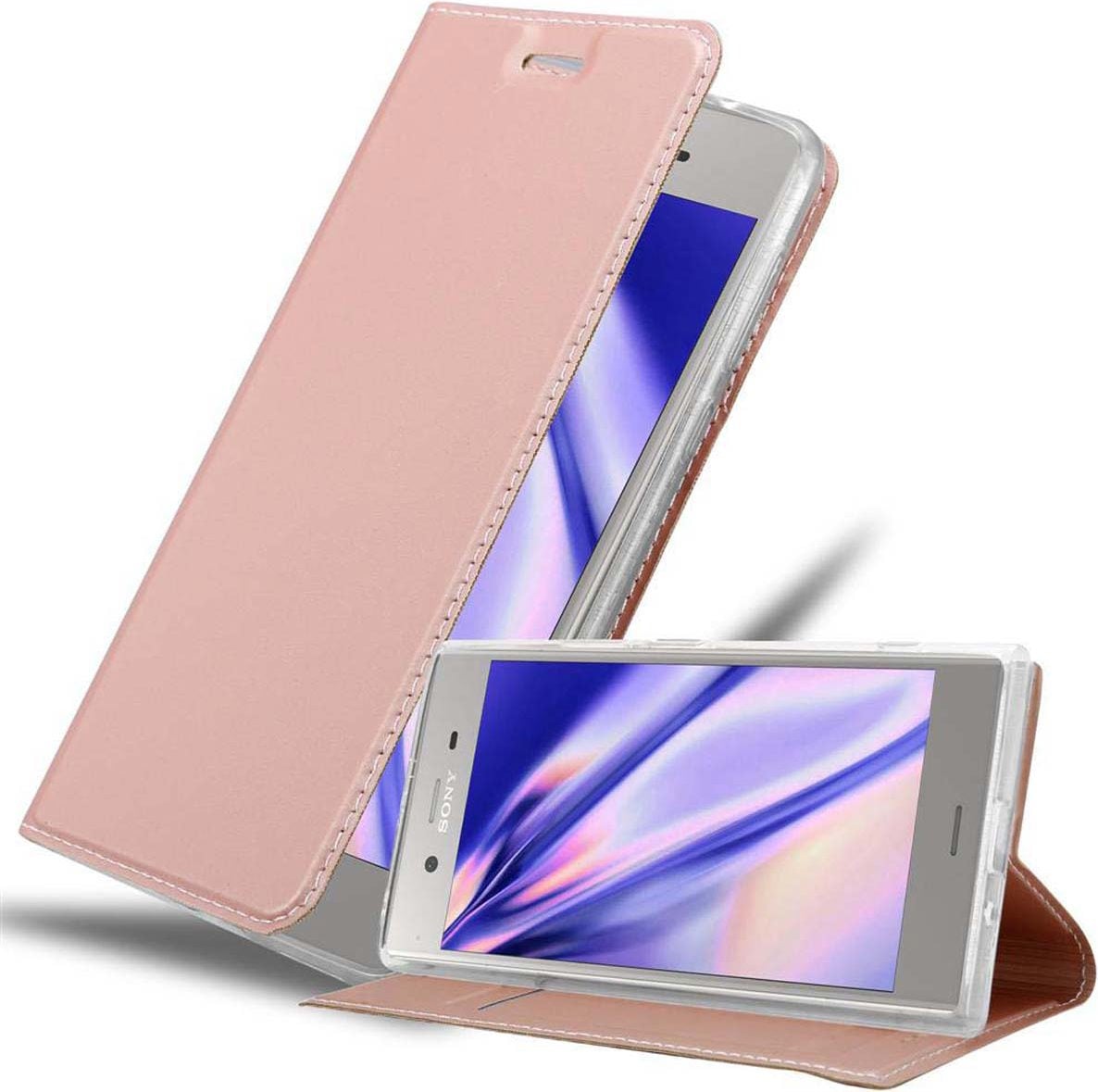 Cadorabo Book Classy Style Cover (Sony Xperia XZ1), Smartphone Hülle, Rosa