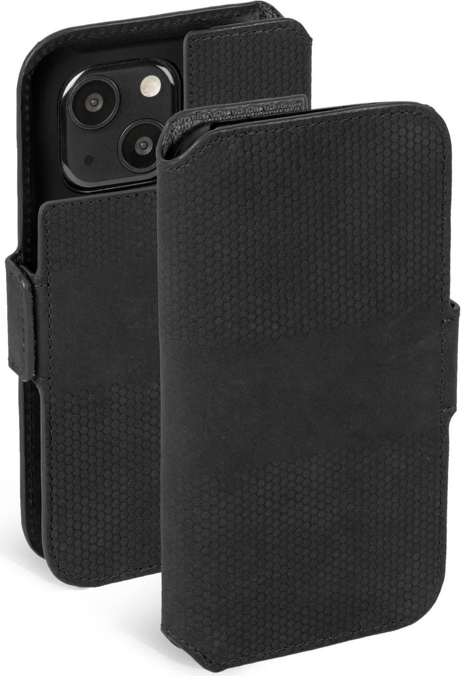 Krusell Leather PhoneWallet Apple iPhone 13 black (62394) (iPhone 13), Smartphone Hülle, Schwarz