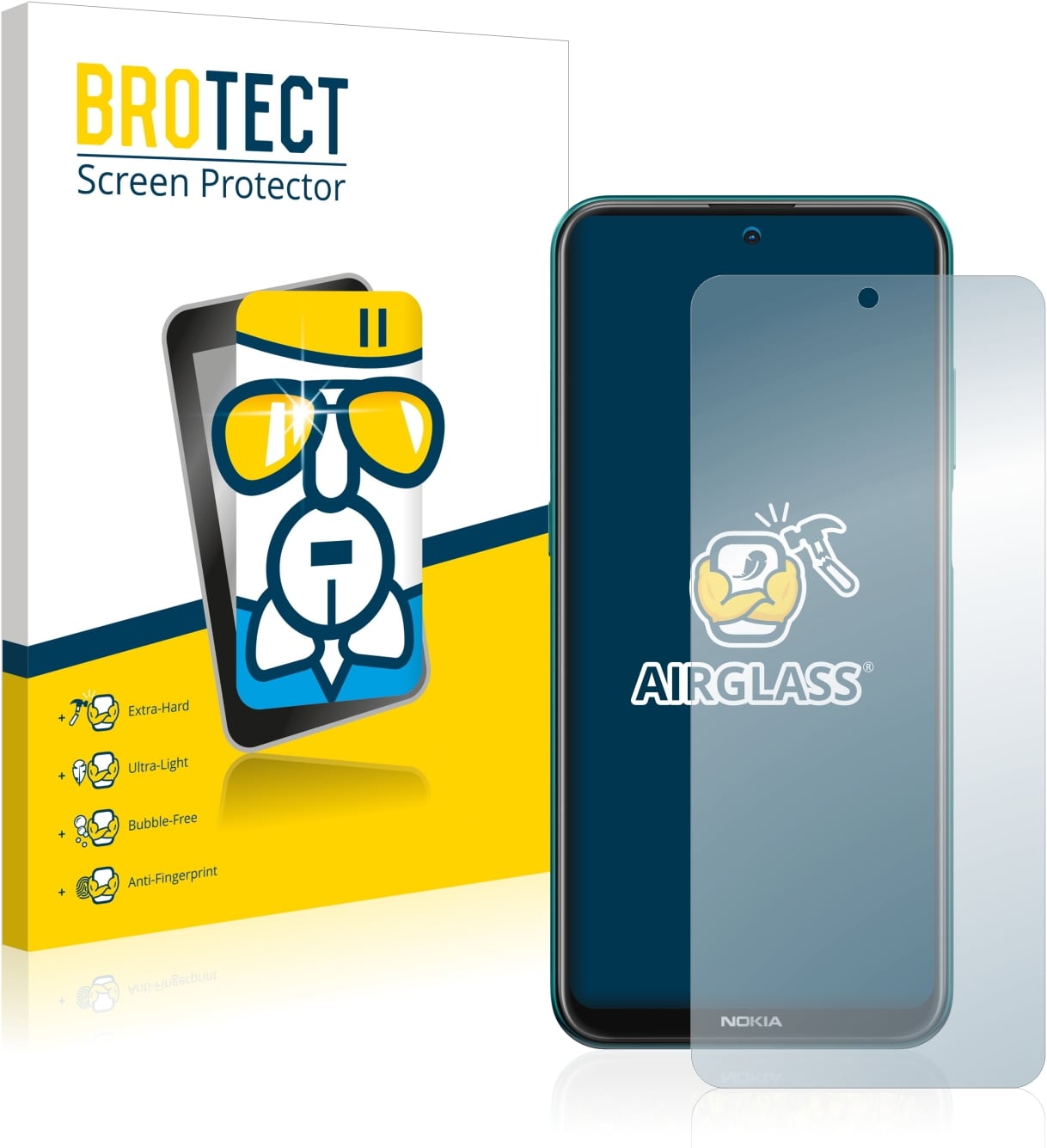 BROTECT AirGlass Panzerglasfolie (1 Stück, Nokia X20), Smartphone Schutzfolie, Transparent