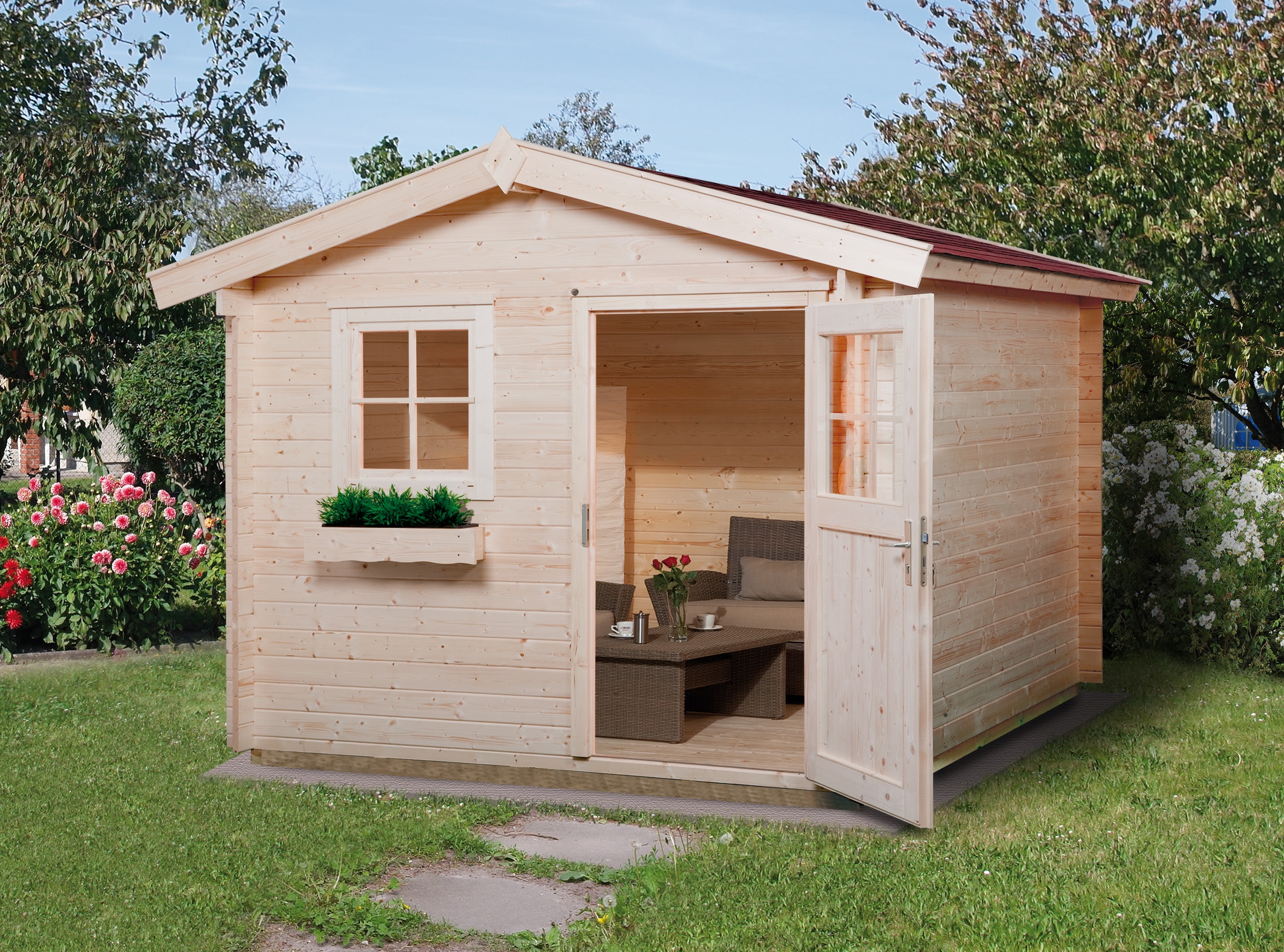 Weka Holzbau, Gartenhaus + Gartenschrank, Premium28 FT