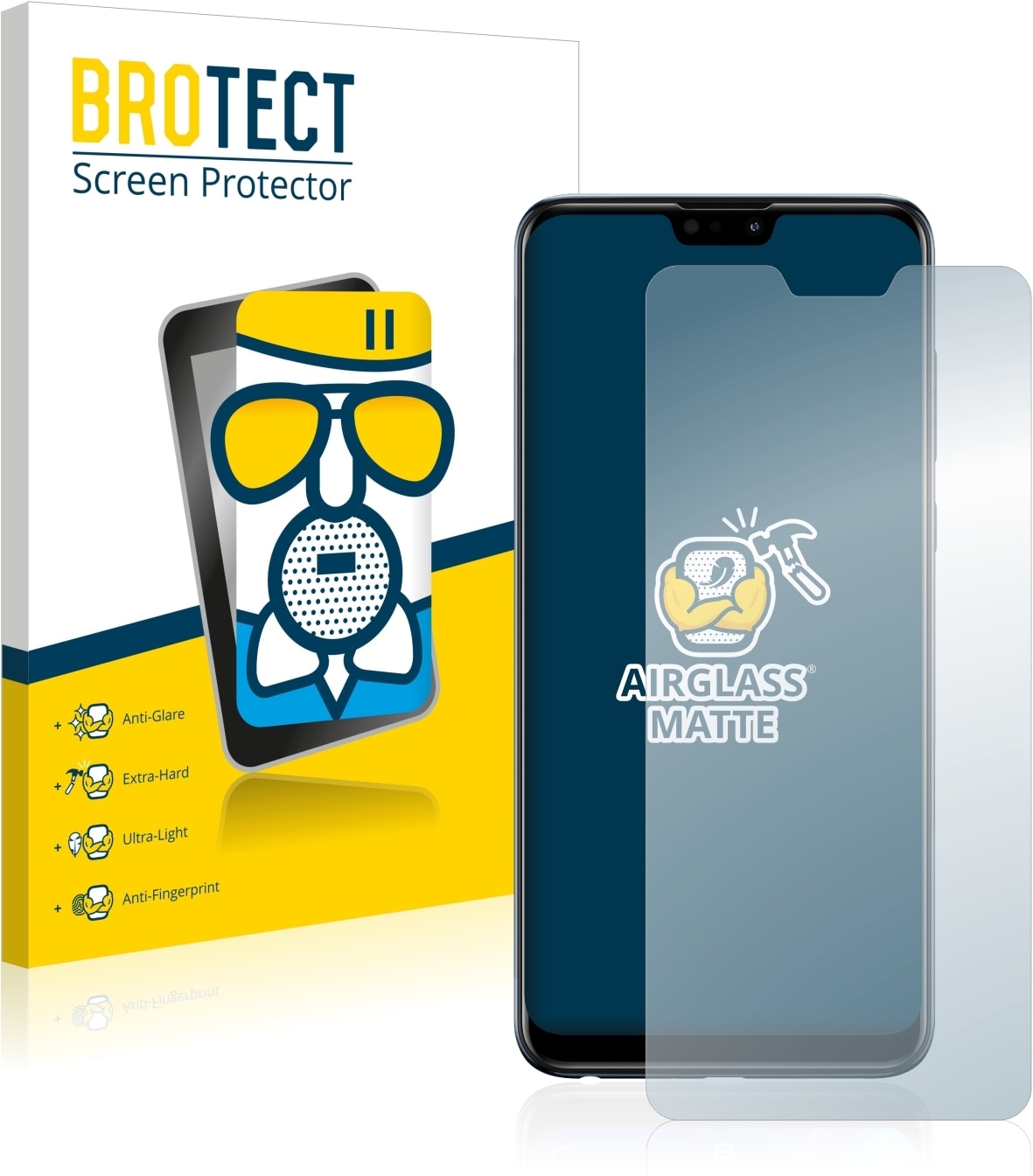 BROTECT AirGlass Panzerglasfolie Matt (1 Stück, Asus Zenfone Max Pro (M2)), Smartphone Schutzfolie, Grau