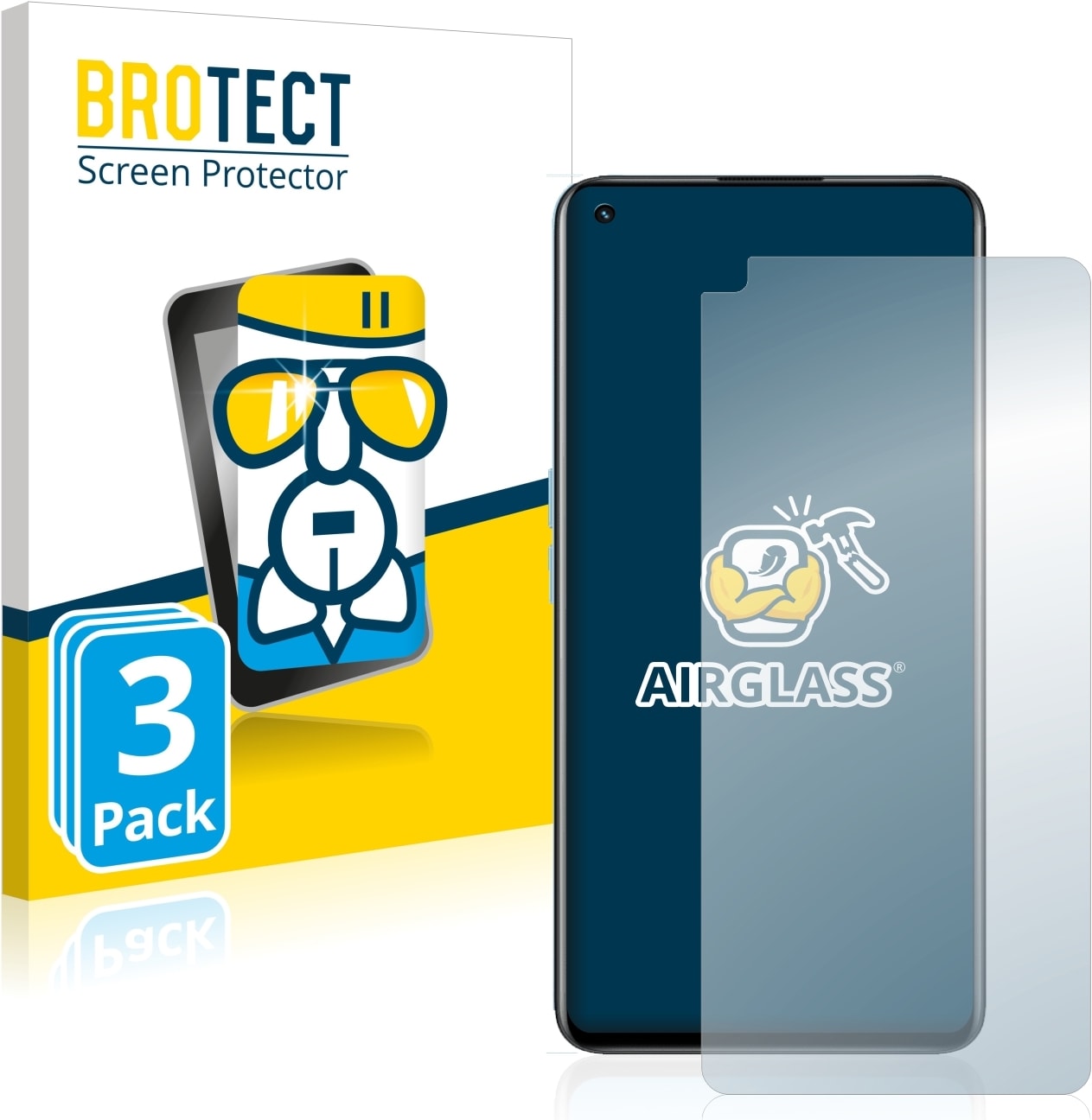 BROTECT AirGlass Panzerglasfolie (3 Stück, Realme GT 2), Smartphone Schutzfolie, Transparent