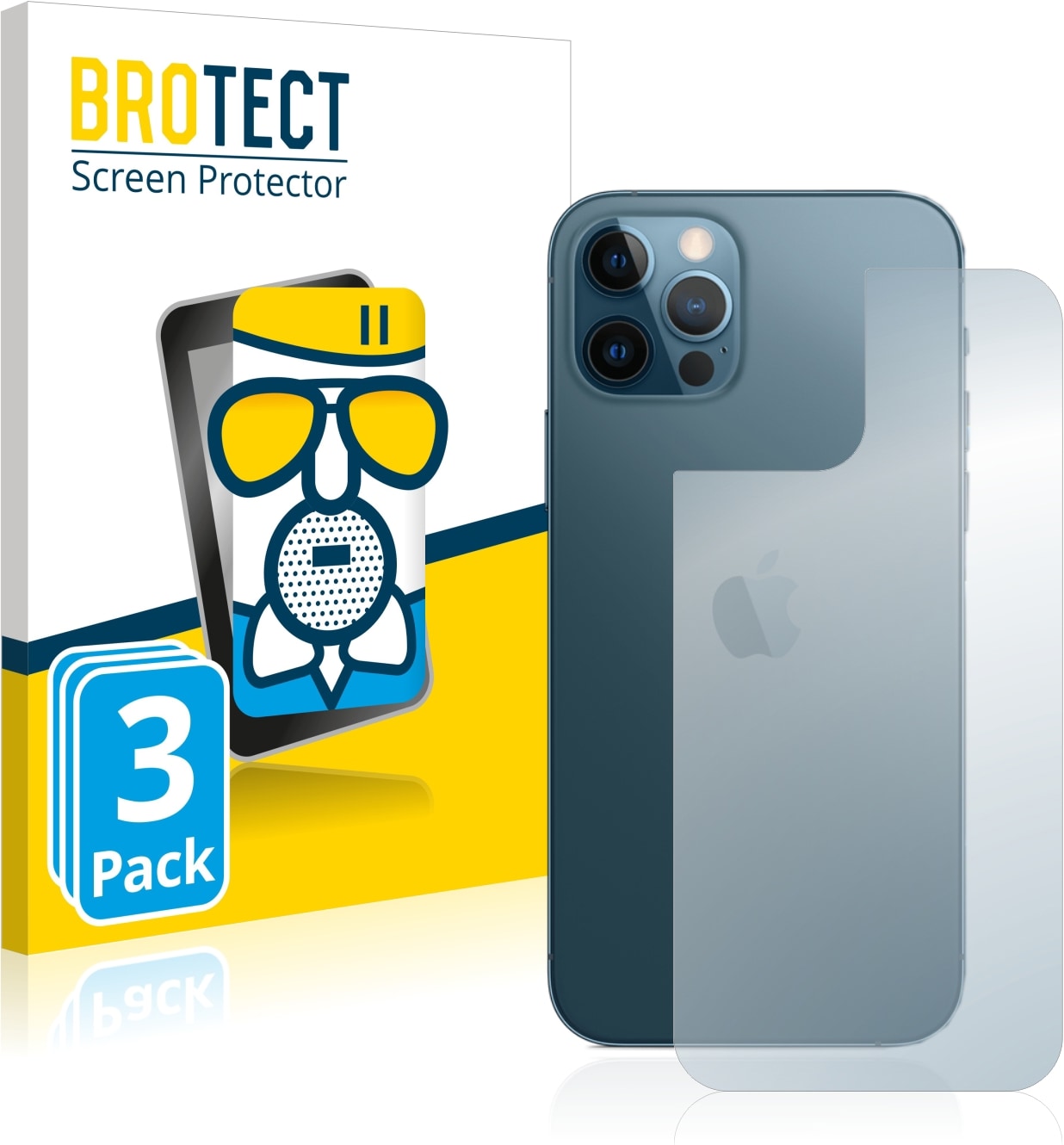 BROTECT AirGlass Panzerglasfolie Matt (3 Stück, iPhone 12 Pro), Smartphone Schutzfolie, Grau