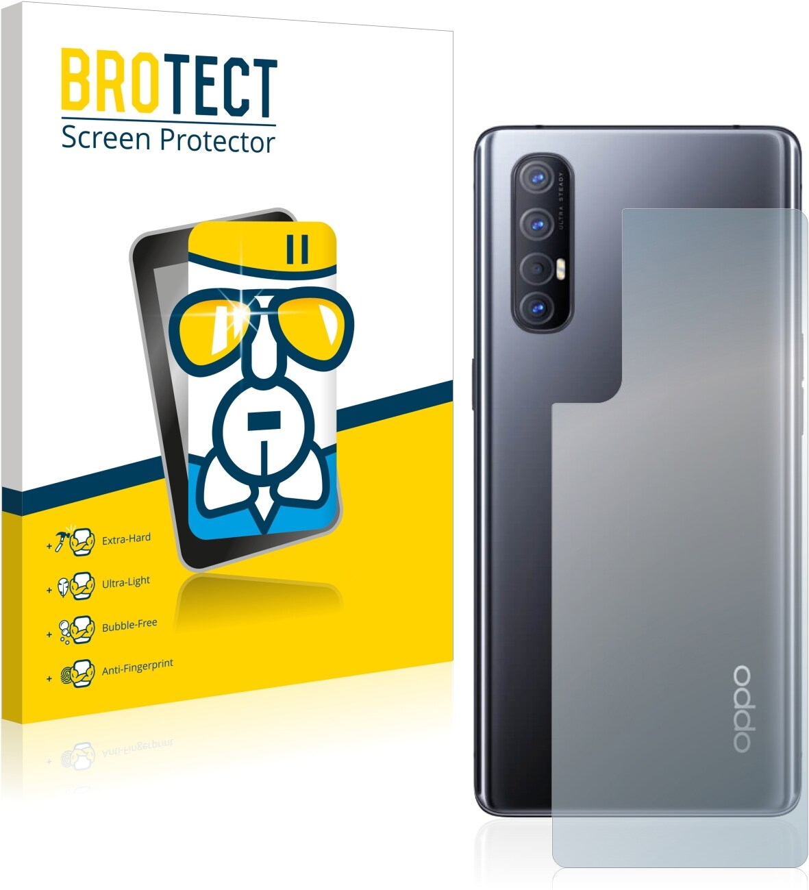 BROTECT AirGlass Panzerglasfolie (1 Stück, Oppo Find X2 Neo), Smartphone Schutzfolie, Transparent