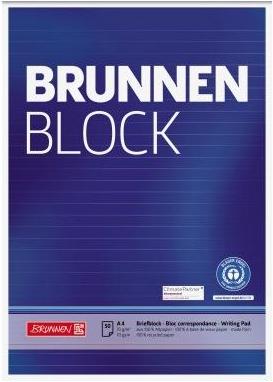 Brunnen, Heft + Block, Briefblock Recycling DIN A4 liniert 70g/m² blau extraweiss 50 Bl. (A4, Liniert, Harter Einband)