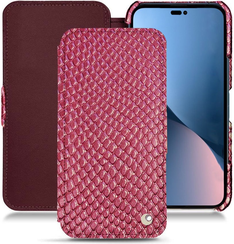 Noreve Lederschutzhülle horizontal (iPhone 14 Plus), Smartphone Hülle, Rosa