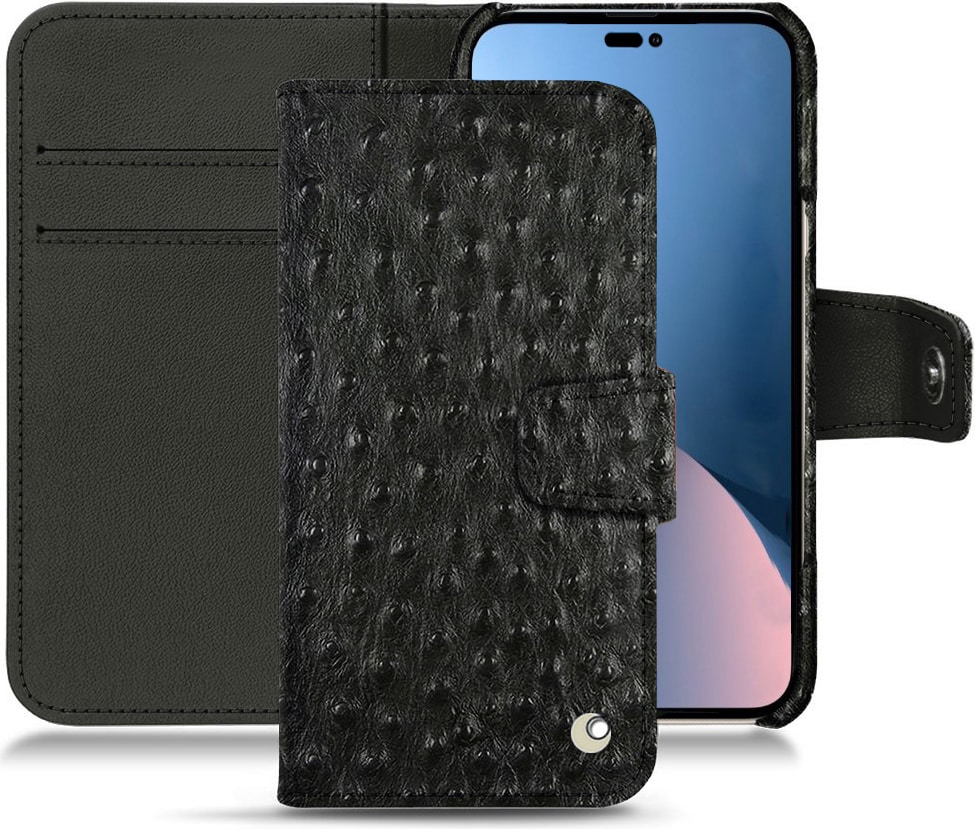 Noreve Lederschutzhülle Wallet (iPhone 14 Plus), Smartphone Hülle, Schwarz