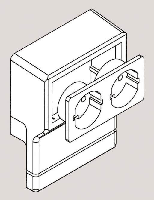 GGK, Kabelschutz + Kabelführung, Geräteträger Schuko 2fach mit 4005 erh. Ber.-sch. für SL/ SLT-GT Buche (330 mm)