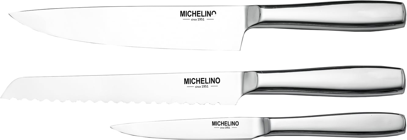 Michelino Küchenmesser Set 3-teilig, Küchenmesser, Silber