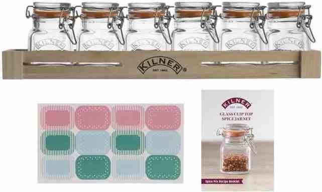 Kilner Glass Clip Top Spice Jar Set, 70 ml, Vorratsbehälter, Transparent