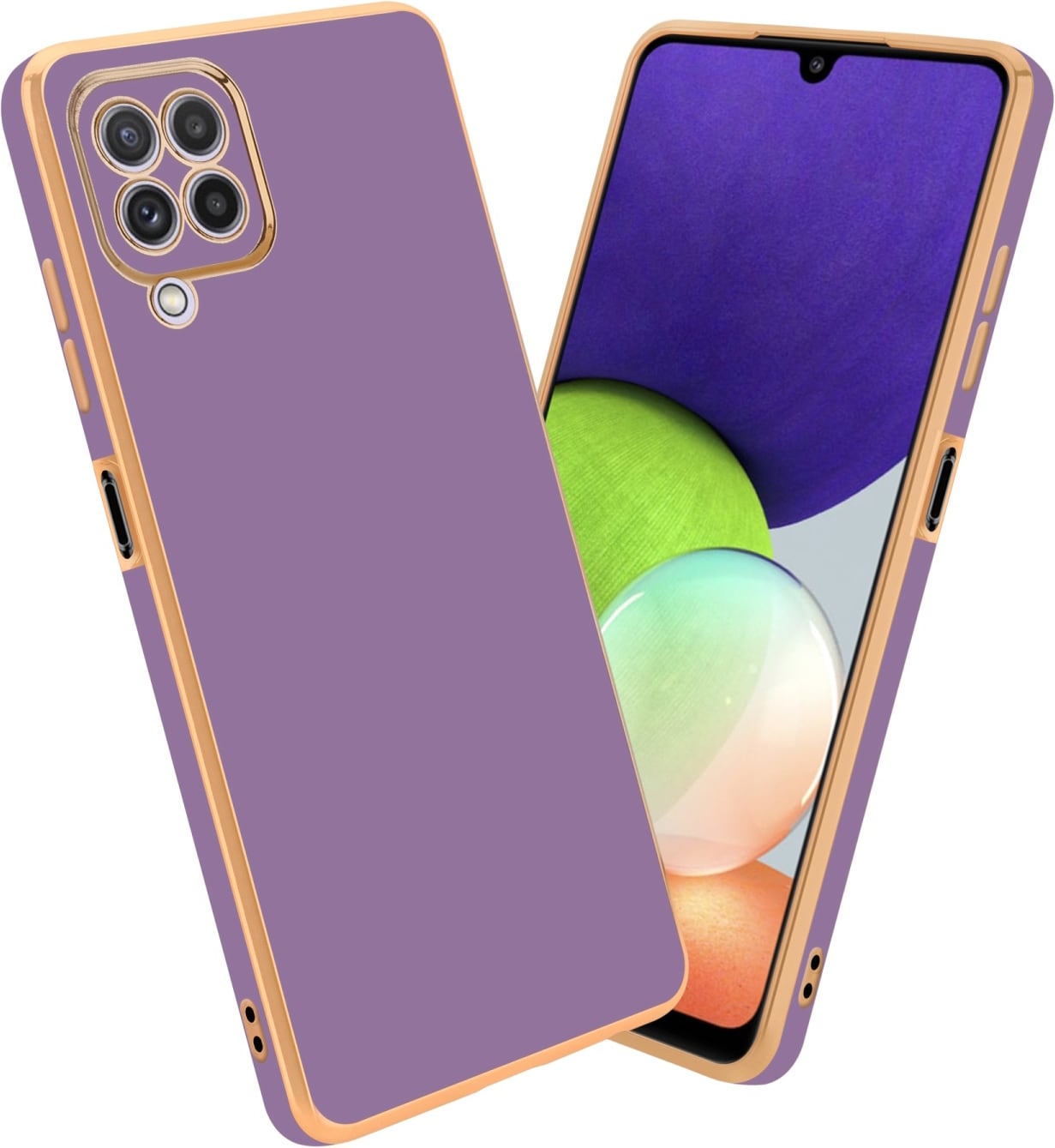 Cadorabo Hülle für Samsung Galaxy A22 4G im TPU mit Kameraschutz LM130 Style (Galaxy A22 4G), Smartphone Hülle, Violett