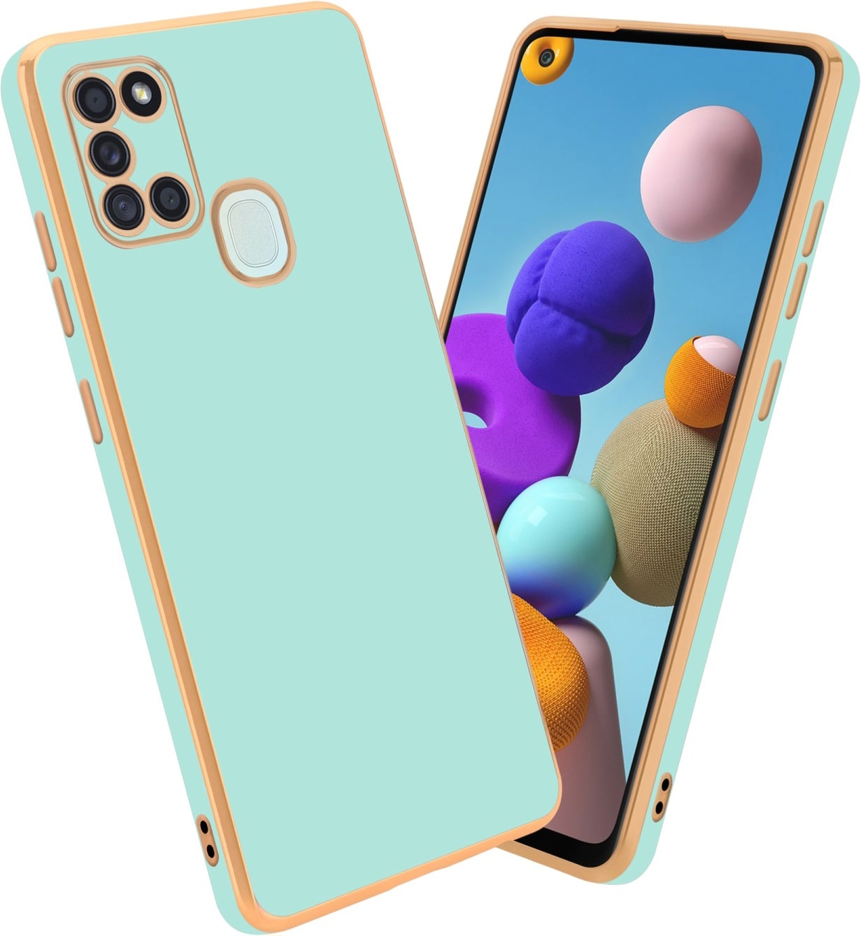 Cadorabo Hülle für Samsung Galaxy A21s im TPU mit Kameraschutz LM130 Style (Galaxy A21s), Smartphone Hülle, Grün