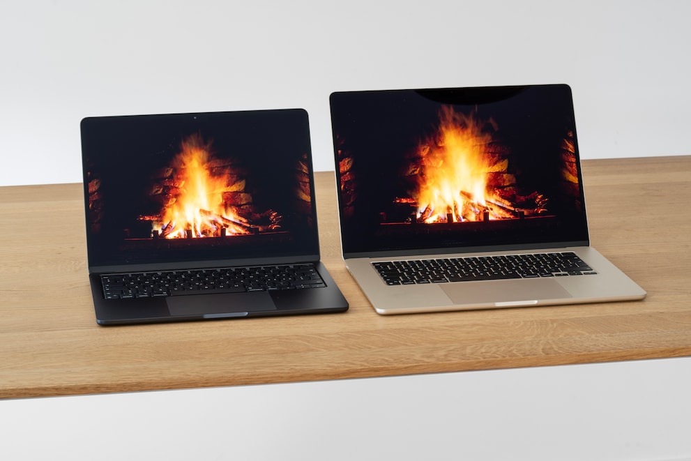 Auf dem grossen MacBook Air brennt das YouTube-Kaminfeuer etwas länger.