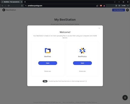 Synology indica sempre tutto ciò che è importante. Anche se avvii una delle applicazioni, viene visualizzata una nuova finestra che fornisce suggerimenti per il primo utilizzo.