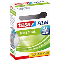tesa tesafilm ECO & CLEAR, lösungsmittelfrei und alterungsbeständig (15 mm, 10 m, 1 Stück)